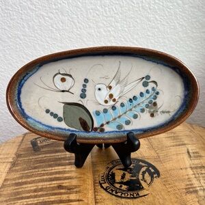 Ken Edwards Signed El Palomar Oval Serving Trinket Dish Tonala 9x4 1/2 Mexico
